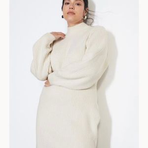 Ribbed mock turtleneck dress